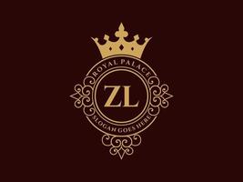 brief zl antiek Koninklijk luxe Victoriaans logo met sier- kader. vector