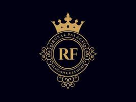 brief rf antiek Koninklijk luxe Victoriaans logo met sier- kader. vector