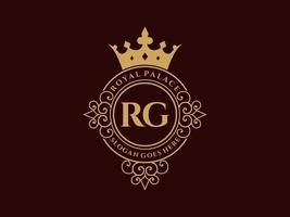 brief rg antiek Koninklijk luxe Victoriaans logo met sier- kader. vector