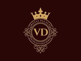 brief vd antiek Koninklijk luxe Victoriaans logo met sier- kader. vector