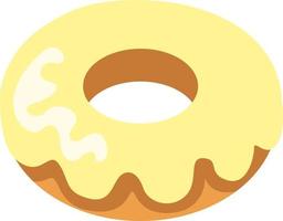 donut met vanille room, illustratie, vector Aan een wit achtergrond