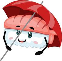 sushi met paraplu, illustratie, vector Aan wit achtergrond.