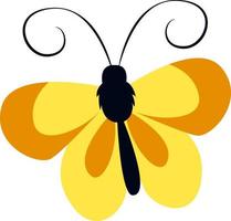 geel vlinder, illustratie, vector Aan wit achtergrond.