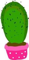 groot cactus in een pot, illustratie, vector Aan wit achtergrond.