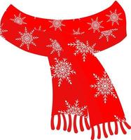 Kerstmis sjaal met sneeuwvlokken. rood sjaal met sneeuwvlokken. vector hand getekend illustratie in tekenfilm stijl. winter mode. Kerstmis accessoires.