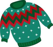 Kerstmis trui of jumper met winter patronen met sneeuwvlokken. gebreid wollen warm stoppen in blauw tonen. vector hand getekend illustratie in tekenfilm stijl. winter mode.