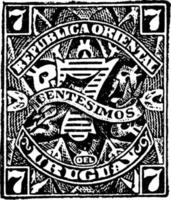 Uruguay 7 centesimos stempel, 1889-1890, wijnoogst illustratie vector