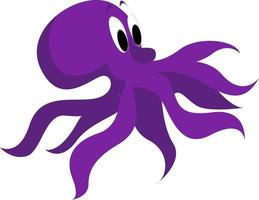 Purper Octopus, illustratie, vector Aan wit achtergrond.