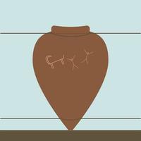 bruin pot, illustratie, vector Aan wit achtergrond.