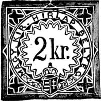 Hongarije 2 kreuzer krant- belasting stempel, 1868, wijnoogst illustratie vector