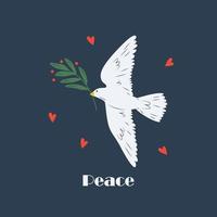 duif van vrede, duiven. vliegend vogel met fabriek olijf- Afdeling. vrede, liefde, vrijheid, Nee oorlog, onschuld, menselijk zuiverheid. hand- getrokken modern illustratie. ondersteuning Oekraïne icoon, logo sjabloon vector
