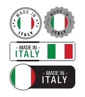 reeks van gemaakt in Italië etiketten, logo, Italië vlag, Italië Product embleem vector