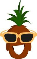 ananas met bril, illustratie, vector Aan wit achtergrond