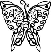 vlinder tekening, illustratie, vector Aan wit achtergrond.