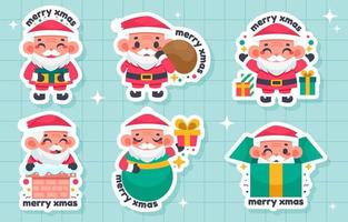 schattig de kerstman claus sticker reeks verzameling vector