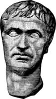 lucius cornelius sulla felix, een beeldhouwwerk van de hoofd, wijnoogst gravure. vector