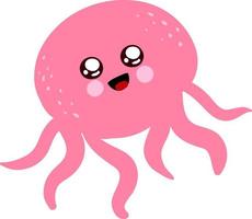 schattig Octopus, illustratie, vector Aan wit achtergrond.