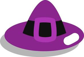 Purper halloween hoed, illustratie, vector Aan een wit achtergrond.