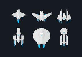 Starship Flat Vector Set