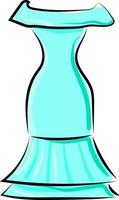 blauw vrouw jurk, illustratie, vector Aan wit achtergrond.