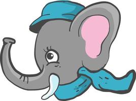 olifant met blauw sjaal, illustratie, vector Aan wit achtergrond