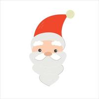 schattig de kerstman claus hoofd met een rood hoed en een lang baard, gelukkig nieuw jaar groet geschenk ontwerp sjabloon vector
