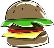 hamburger tekening, illustratie, vector Aan wit achtergrond.