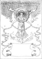 engel vrouw, wijnoogst illustratie vector