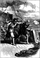 piraten nemen over- schip, wijnoogst illustratie vector