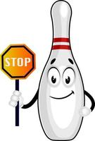 bowling pin met hou op teken, illustratie, vector Aan wit achtergrond.