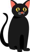 zwart kat, illustratie, vector Aan wit achtergrond.