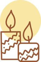 twee kaarsen met decoratie, illustratie, vector Aan een wit achtergrond.