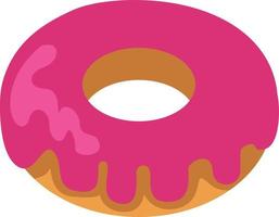 donut met roze room, illustratie, vector Aan een wit achtergrond