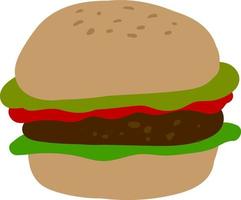 groot Hamburger, illustratie, vector Aan wit achtergrond.