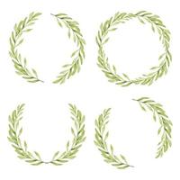 aquarel groene blad cirkel frame-collectie vector