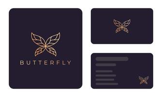 gouden vlinder visitekaartje sjabloon vector