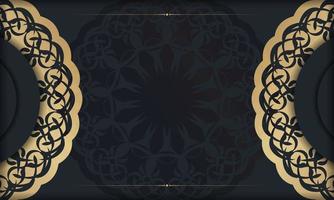 zwart banier met luxueus goud ornamenten en plaats voor uw tekst vector