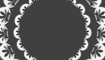 zwart banier met wijnoogst wit ornament voor ontwerp onder uw logo of tekst vector