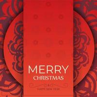 groet kaart vrolijk Kerstmis en gelukkig nieuw jaar rood kleur met wijnoogst bordeaux patroon vector