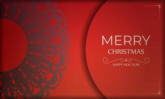 feestelijk brochure vrolijk Kerstmis rood kleur met abstract bordeaux ornament vector
