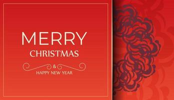 brochure vrolijk Kerstmis en gelukkig nieuw jaar rood kleur met luxe bordeaux ornament vector