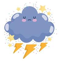 weer schattig wolk donder storm lucht decoratie vector