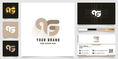 brief qg of tg monogram logo met bedrijf kaart ontwerp vector