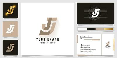 brief jj of sj monogram logo met bedrijf kaart ontwerp vector