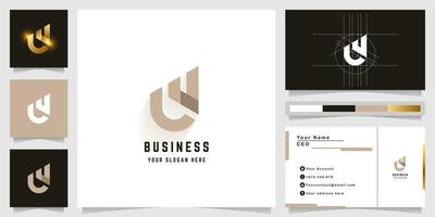 brief uy of uu monogram logo met bedrijf kaart ontwerp vector