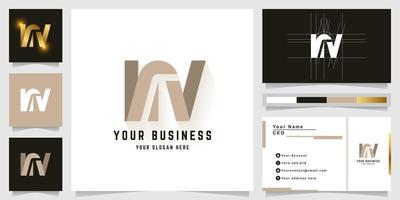 brief nv of vn monogram logo met bedrijf kaart ontwerp vector