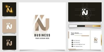 brief ku of kn monogram logo met bedrijf kaart ontwerp vector