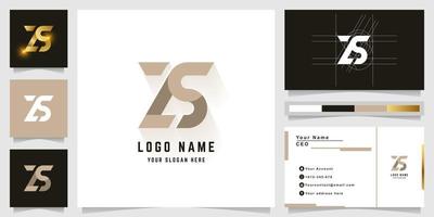 brief zs of ls monogram logo met bedrijf kaart ontwerp vector