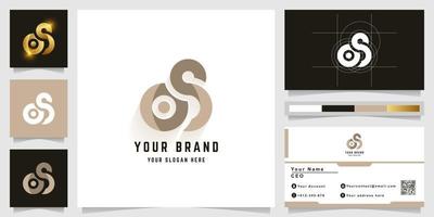 brief os of qs monogram logo met bedrijf kaart ontwerp vector