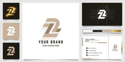 brief zz of z2 monogram logo met bedrijf kaart ontwerp vector